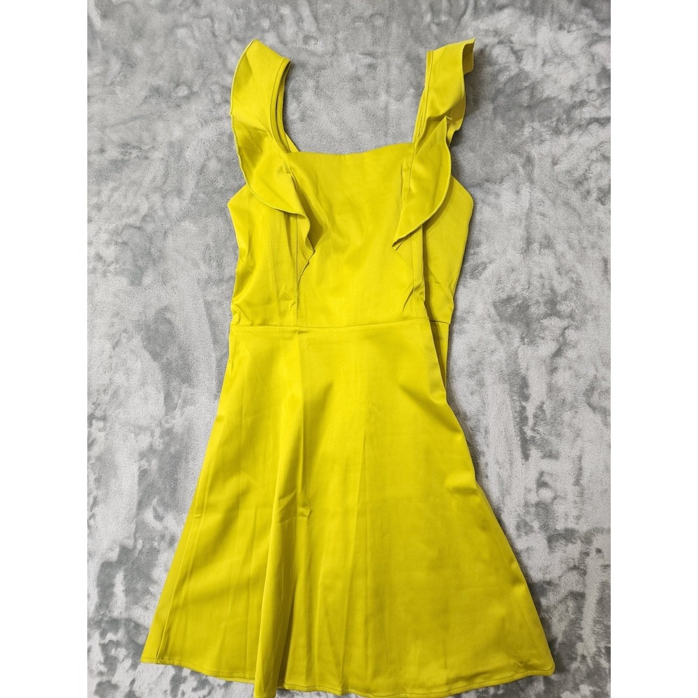 NEW The Vanity Room Dress Womens M Peridot Green Satin Ruffled Pinafore Mini‎
